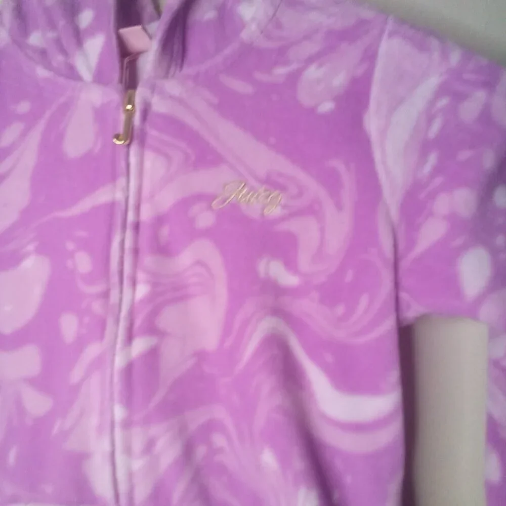 Juicy Couture Jacket Girls 7 Fleece Full Zip Pocket Pink